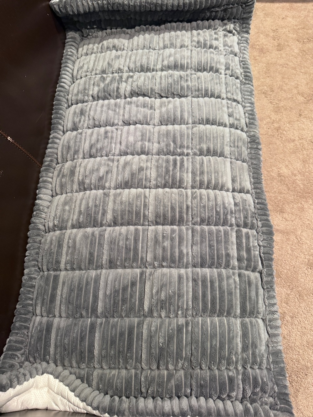 Plush Corded Dog Throw Blanket in Light Gray
